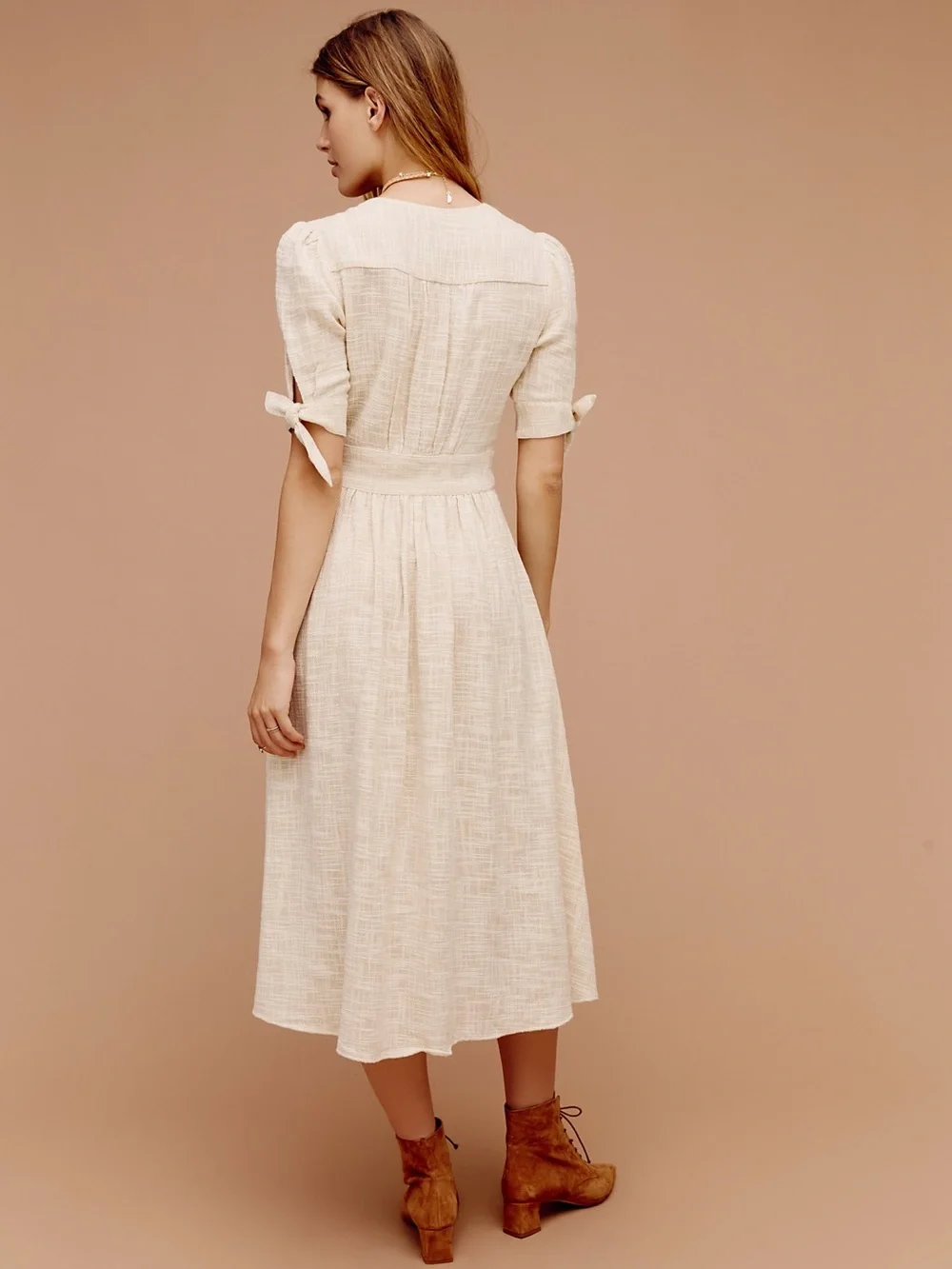 Free People Love of My Life Gauzy Cotton Midi Dress Boho Button Front - Size XS - Picture 3 of 8